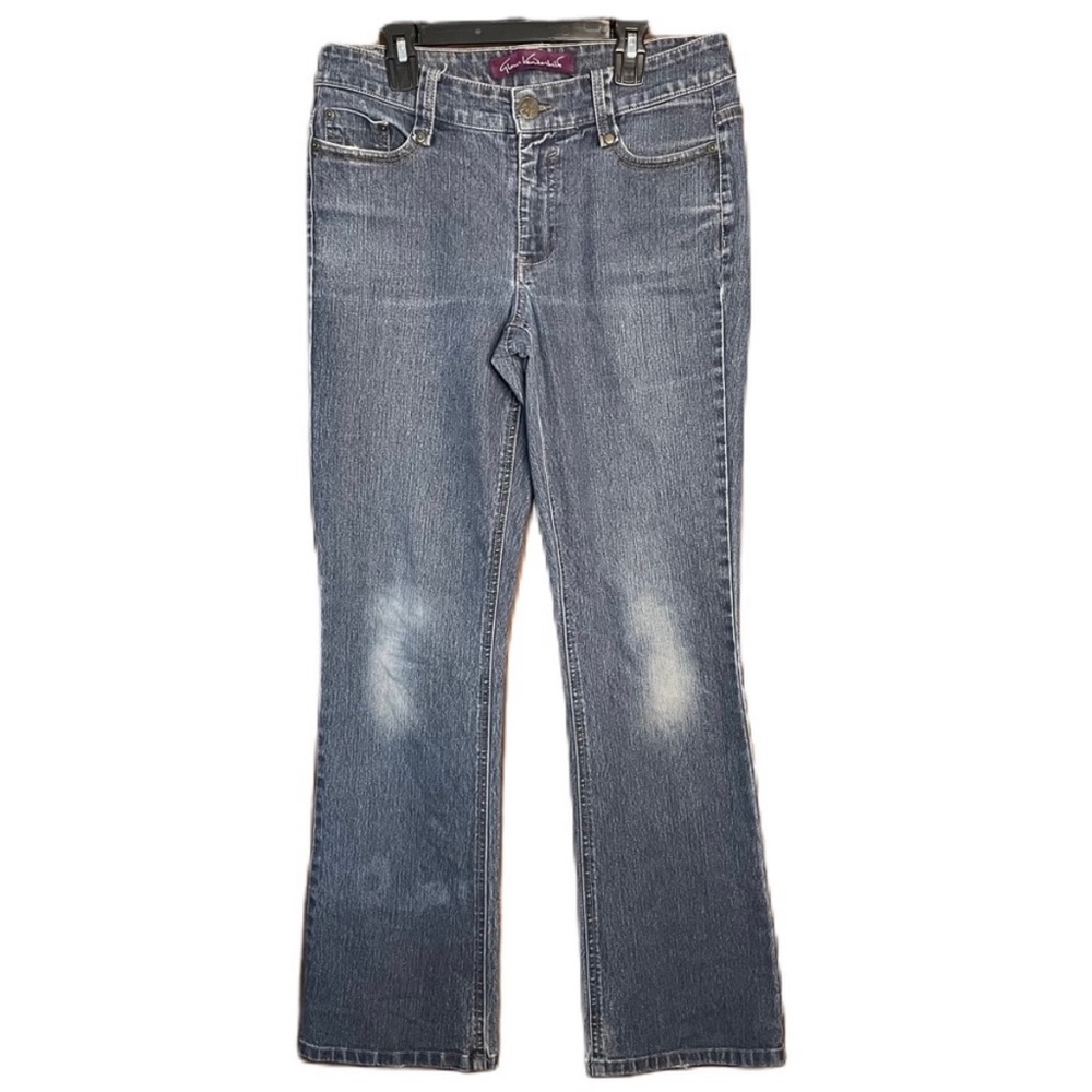 Gloria Vanderbilt Women’s Blue Stretch Denim Distressed Mid Rise Bootcut Jeans 6